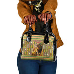 Equatorial Guinea Shoulder Handbag - Lion Print and Traditional African Kente Patterns