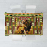 Equatorial Guinea Tablecloth - Lion Print and Traditional African Kente Patterns