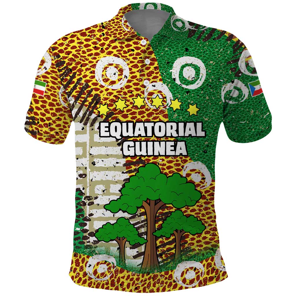 Equatorial Guinea Baobab Tree Polo Shirt - Tribal Patterns and Heritage Quote