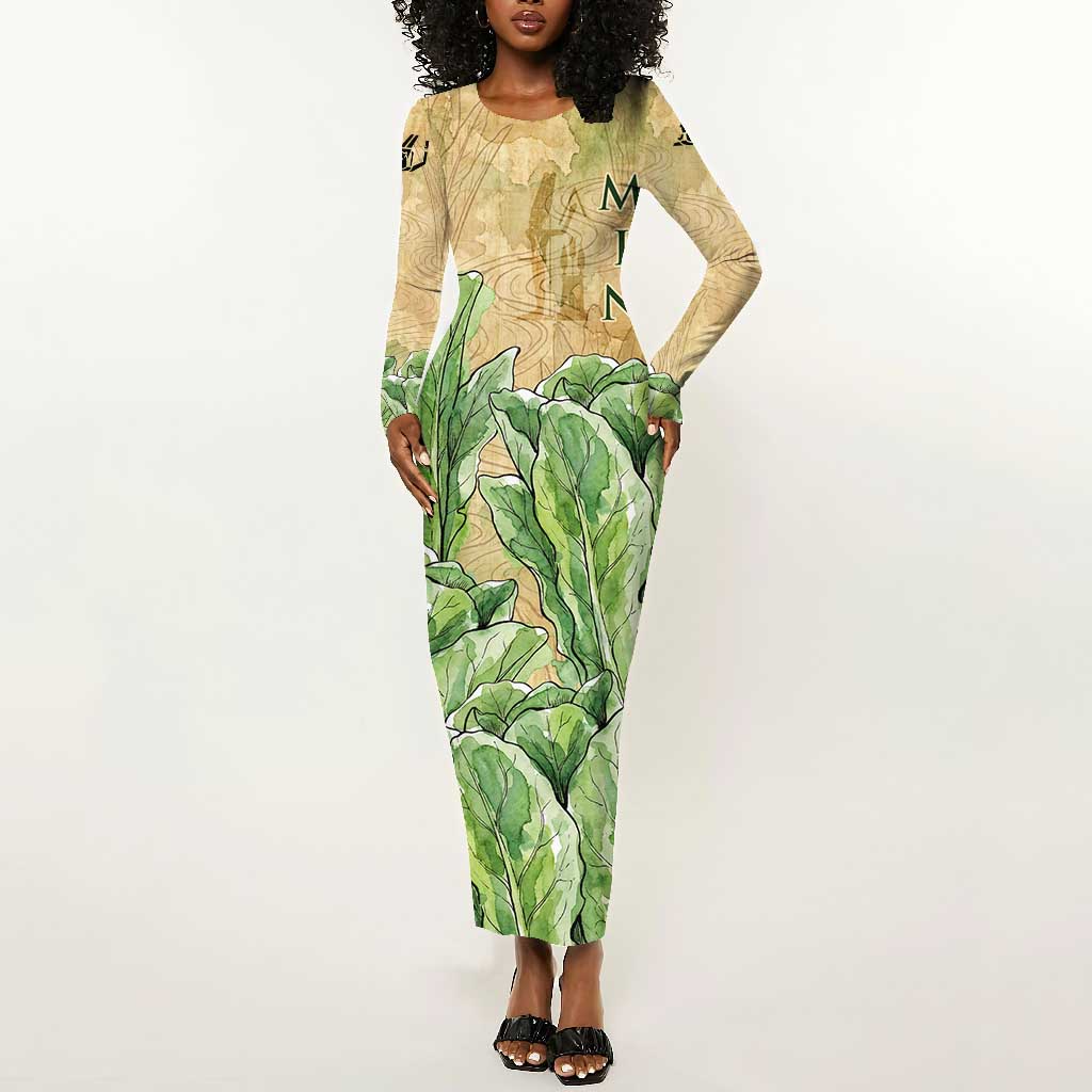Min Long Sleeve Bodycon Dress Egyptian God of Fertility Lord of Generation Lettuce Ancient by African Pride Shop