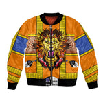Swaziland Eswatini Bomber Jacket Lion Shield and Leopard Print Tribal Design