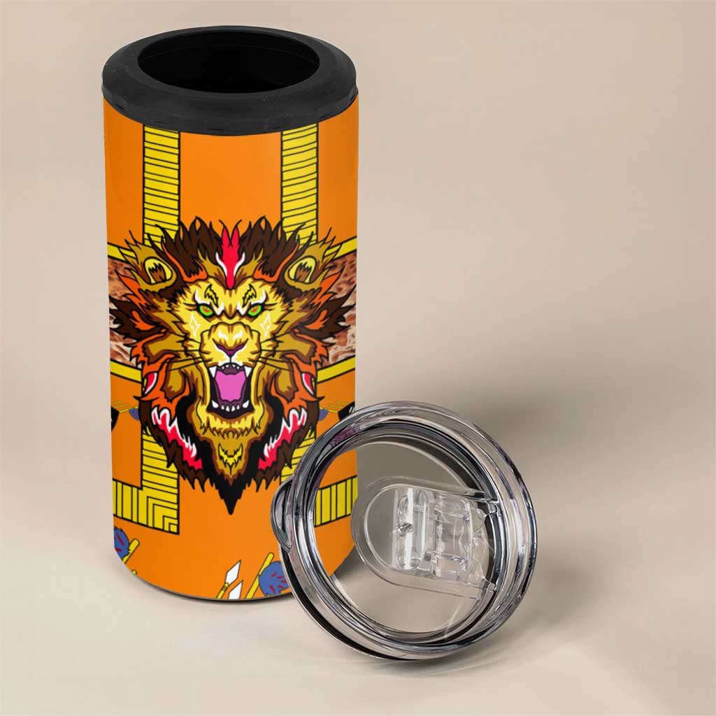 Swaziland Eswatini 4 in 1 Can Cooler Tumbler Lion Shield and Leopard Print Tribal Design
