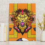 Swaziland Eswatini Canvas Wall Art Lion Shield and Leopard Print Tribal Design