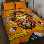 Swaziland Eswatini Quilt Bed Set Lion Shield and Leopard Print Tribal Design