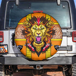 Swaziland Eswatini Spare Tire Cover Lion Shield and Leopard Print Tribal Design