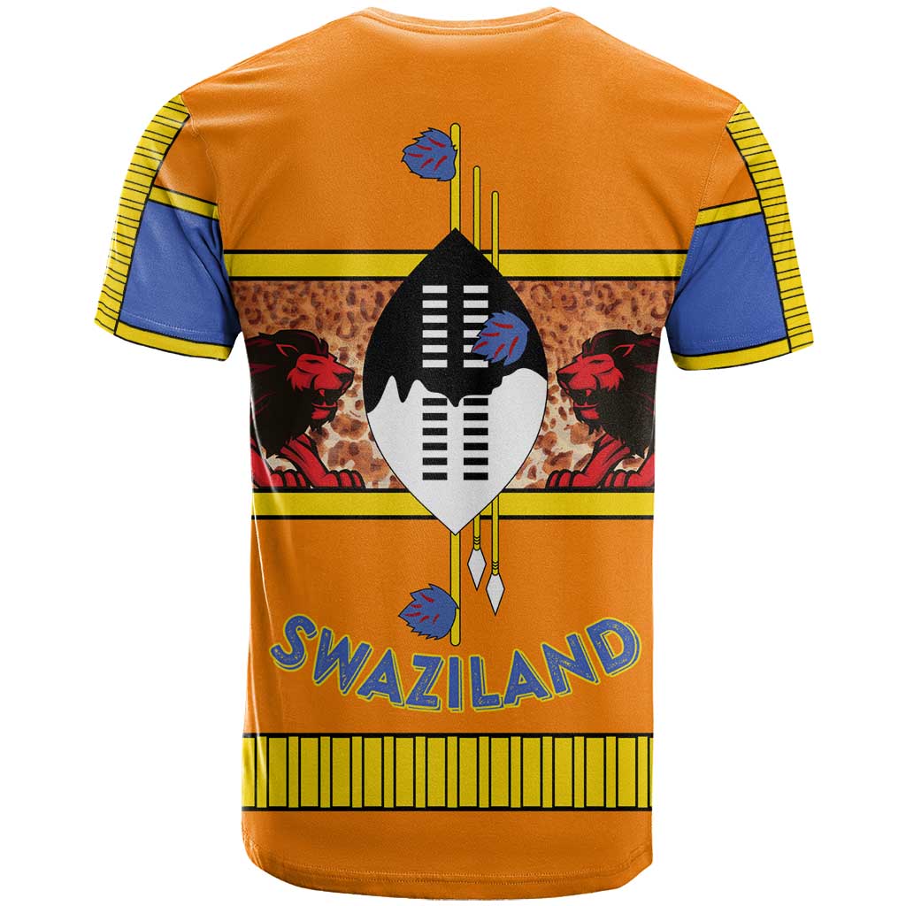 Swaziland Eswatini T shirt Lion Shield and Leopard Print Tribal Design