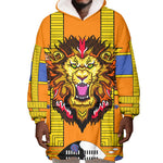 Swaziland Eswatini Wearable Blanket Hoodie Lion Shield and Leopard Print Tribal Design