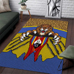 Swaziland Eswatini Area Rug Coat of Arms Lion Elephant Shield Leopard Print Design