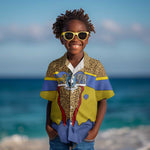 Swaziland Eswatini Kid Hawaiian Shirt Coat of Arms Lion Elephant Shield Leopard Print Design