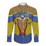 Swaziland Eswatini Long Sleeve Button Shirt Coat of Arms Lion Elephant Shield Leopard Print Design