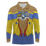 Swaziland Eswatini Long Sleeve Polo Shirt Coat of Arms Lion Elephant Shield Leopard Print Design