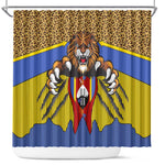 Swaziland Eswatini Shower Curtain Coat of Arms Lion Elephant Shield Leopard Print Design