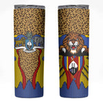 Swaziland Eswatini Skinny Tumbler Coat of Arms Lion Elephant Shield Leopard Print Design