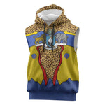 Swaziland Eswatini Sleeveless Hoodie Coat of Arms Lion Elephant Shield Leopard Print Design - African Pride