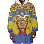 Swaziland Eswatini Wearable Blanket Hoodie Coat of Arms Lion Elephant Shield Leopard Print Design