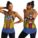 Swaziland Eswatini Women Racerback Tank Coat of Arms Lion Elephant Shield Leopard Print Design