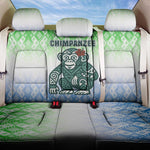 Sierra Leone Back Car Seat Cover - Tribal Chimpanzee Design and Green Blue Gradient Pattern