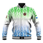 Sierra Leone Baseball Jacket - Tribal Chimpanzee Design and Green Blue Gradient Pattern