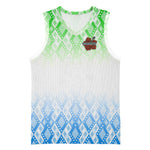 Sierra Leone Basketball Jersey - Tribal Chimpanzee Design and Green Blue Gradient Pattern - African Pride