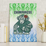 Sierra Leone Canvas Wall Art - Tribal Chimpanzee Design and Green Blue Gradient Pattern