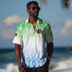 Sierra Leone Hawaiian Shirt - Tribal Chimpanzee Design and Green Blue Gradient Pattern