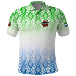 Sierra Leone Polo Shirt - Tribal Chimpanzee Design and Green Blue Gradient Pattern