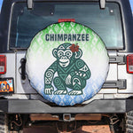 Sierra Leone Spare Tire Cover - Tribal Chimpanzee Design and Green Blue Gradient Pattern
