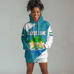 Sierra Leone Crest Hoodie Dress with National Coat of Arms and Flag Colors