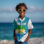Sierra Leone Crest Kid Hawaiian Shirt with National Coat of Arms and Flag Colors