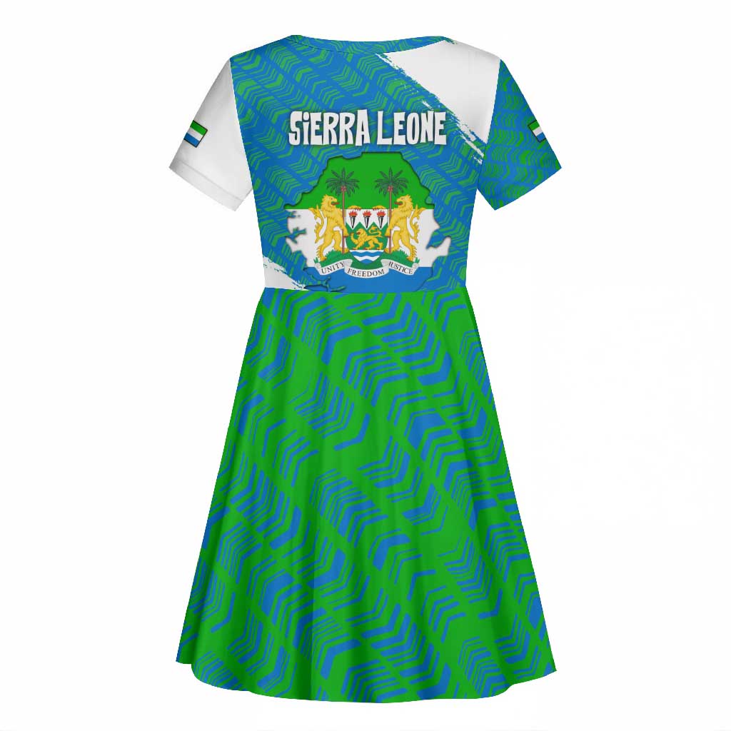 Sierra Leone Crest Kid Short Sleeve Dress with National Coat of Arms and Flag Colors