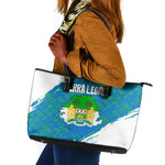 Sierra Leone Crest Leather Tote Bag with National Coat of Arms and Flag Colors