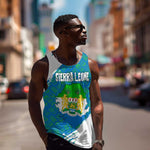 Sierra Leone Crest Men Tank Top with National Coat of Arms and Flag Colors
