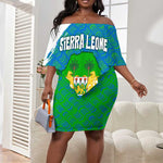 Sierra Leone Crest Off Shoulder Short Dress with National Coat of Arms and Flag Colors