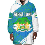 Sierra Leone Crest Wearable Blanket Hoodie with National Coat of Arms and Flag Colors