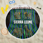Sierra Leone Beach Blanket - Tribal Animal Pattern Featuring Lion Elephant Giraffe and Monkey