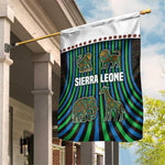 Sierra Leone Garden Flag - Tribal Animal Pattern Featuring Lion Elephant Giraffe and Monkey