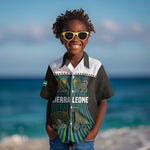 Sierra Leone Kid Hawaiian Shirt - Tribal Animal Pattern Featuring Lion Elephant Giraffe and Monkey