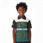 Sierra Leone Kid Polo Shirt - Tribal Animal Pattern Featuring Lion Elephant Giraffe and Monkey