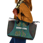 Sierra Leone Leather Tote Bag - Tribal Animal Pattern Featuring Lion Elephant Giraffe and Monkey