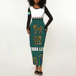 Sierra Leone Long Sleeve Bodycon Dress - Tribal Animal Pattern Featuring Lion Elephant Giraffe and Monkey