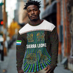 Sierra Leone Long Sleeve Shirt - Tribal Animal Pattern Featuring Lion Elephant Giraffe and Monkey