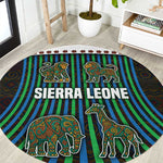 Sierra Leone Round Carpet - Tribal Animal Pattern Featuring Lion Elephant Giraffe and Monkey