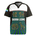 Sierra Leone Rugby Jersey - Tribal Animal Pattern Featuring Lion Elephant Giraffe and Monkey