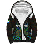 Sierra Leone Sherpa Hoodie - Tribal Animal Pattern Featuring Lion Elephant Giraffe and Monkey