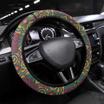 Sierra Leone Steering Wheel Cover - Tribal Animal Pattern Featuring Lion Elephant Giraffe and Monkey