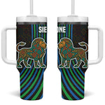 Sierra Leone Tumbler With Handle - Tribal Animal Pattern Featuring Lion Elephant Giraffe and Monkey