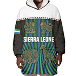 Sierra Leone Wearable Blanket Hoodie - Tribal Animal Pattern Featuring Lion Elephant Giraffe and Monkey