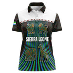 Sierra Leone Women Polo Shirt - Tribal Animal Pattern Featuring Lion Elephant Giraffe and Monkey