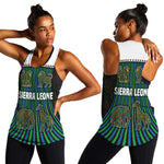 Sierra Leone Women Racerback Tank - Tribal Animal Pattern Featuring Lion Elephant Giraffe and Monkey
