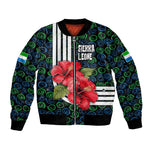 Sierra Leone Bomber Jacket Red Hibiscus Floral Design